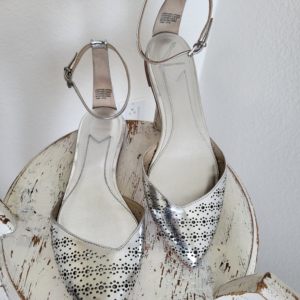 Brian Atwood Deena Metallic Silver Flats
